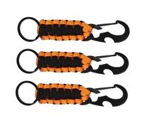 Leftwei Llavero de Paracord de 3 Uds, Gancho de Suspensión de Anillo en D Duradero y Confiable para Aventuras Al Aire en Fibra de Poliéster (Naranja Negro)