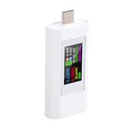 Leftwei Probador de Corriente de Voltaje USB C, Medidor de Potencia con Pantalla a Color con Monitoreo en Tiempo Real, Multímetro de Rango 0-6.5A para Dispositivos de Carga Tipo C (WHITE)