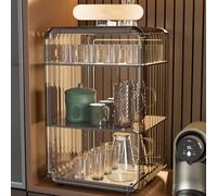 Leftwei Soporte de Almacenamiento de Botellas de Agua Acrílico a Prueba de Polvo, Organizador Multicapa para Sala de Estar y Cocina de Gran Tamaño (Marrón Grande de 3 Capas.)