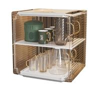 Leftwei Soporte de Almacenamiento de Botellas de Agua Acrílico a Prueba de Polvo, Organizador Multicapa para Sala de Estar y Cocina de Gran Tamaño (Medio 2 Capas Blanco)
