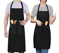 LEFUNDA® Delantal de Cocina de 2 Piezas Impermeable con 3 Bolsillos Ajustable, Delantal de Barbacoa con Correas Largas, Delantal de Cocina para Hombres y Mujeres, Cocinar, Restaurante, Café, Hornear