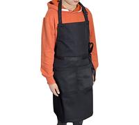 LEFUNDA® Delantal de Cocina Impermeable Con 3 Bolsillos Ajustable, Barbacoa Con Correas Largas Para Hombres y Mujeres, Cocinar, Restaurante, Café, Hornear (Negro)
