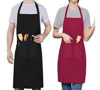 LEFUNDA® Delantal de Cocina Impermeable con 3 Bolsillos Ajustable, Delantal de Barbacoa con Correas Largas para Hombres y Mujeres