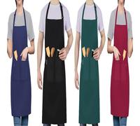 LEFUNDA® Delantal de cocina impermeable (paquete de 4) con 3 bolsillos, ajustable para barbacoa con tirantes largos, ideal para cocinar en restaurantes y cafeterías (multicolor, grande)