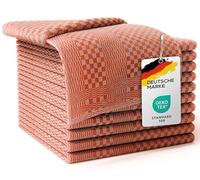 LEFUNDA® Juego de 10 Paños de Cocina con diseño a Cuadros 100% Algodón, 220 gsm, Suaves y Superabsorbentes, 50x70cm (Naranja, 10)