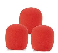 LEFXMOPHY SM58 - Filtro pop, repuesto de espuma de micrófono para parabrisas de micrófono vocal Shure SM58 SM48, cubierta roja con cancelación de ruido, paquete de 3