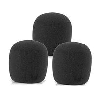 LEFXMOPHY SM58 Parabrisas de repuesto de espuma para micrófono vocal Shure SM58 SM48, filtro pop, cubierta negra con cancelación de ruido, paquete de 3
