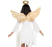 Leg Avenue 2 alas de ángel metálicas y diadema de halo de oropel, dorado, O/S