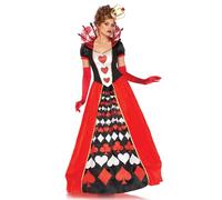 Leg Avenue- 2 Pc Deluxe Queen of Hearts with Card Suit Ball Gown, Crown Adult Sized Costumes Alicia en el país de Las Maravillas Mujer, Multicolor, Small (EUR34-36) (85593-10101-S-Mltclr-Mltclr-S)