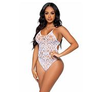 Leg Avenue 2 Pc Embroidered Floral Sheer Bra and G-String Panty Set Juego de lencería, Blanco, S para Mujer