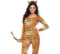 Leg Avenue- 2 Piece Wild Tigress Catsuit Costume Animales Mujer, Color naranja y negro, S/M (EUR 36-38) (84243)
