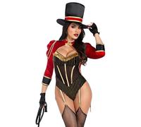 Leg Avenue 2 piezas Ravishing Ringmaster, incluye liguero dorado con entrepierna a presión y abrigo de cola de terciopelo adjunto, sombrero de copa, multicolor, grande