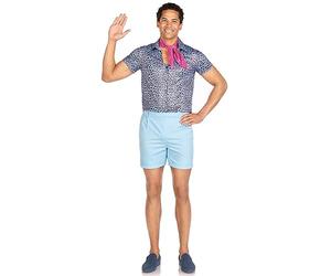 Leg Avenue 3 PC Mr Malibu, includes button up leopard print shirt, elastic waist shorts with pockets, and neck scarf