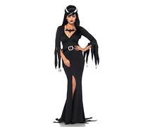 Leg Avenue-3pc.Immortal Mistress,Deep-v Body Hugging Dress,Belt,Bat Necklace Cuentos de la Cripta Mujer, sólido, Color Negro, S/M (EUR 36-38) (85571-00104-Sml/Med-Blck-Blck-Sml/Med)