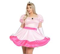 Leg Avenue 4 piezas de princesa rosa, incluye vestido recortado de lentejuelas, broche de pin, guantes y corona, rosa, 3X-4X