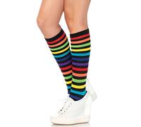 Leg Avenue 5601 Talla 6 a 12 Multicolor Rainbow Tejido de rayas rodilla calcetines con puños elásticos