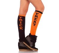 Leg Avenue 5607 - Calcetines de rodilla tejidos con puño elástico, talla única 6 a 12, color negro y naranja