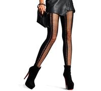 Leg Avenue 7925 - Spandex sin costura Medias opacas con efecto corsé del cordón, negro (tamaño estándar)