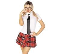 Leg Avenue- Private School Sweetie Mujer, Color blanco y rojo, Small (EUR34-36) (8511201062)