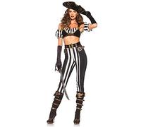 Leg Avenue 85367 - Negro Belleza Pirate Costume Set Mujeres, Tamaño Medio 38 euros, negro/blanco