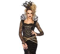 Leg Avenue- Deluxe Evil Queen Blancanieves Mujer, Color negro/dorado, Small (EUR34-36) (8546201054)