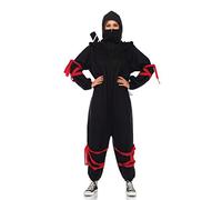 Leg Avenue 85546 Cozy Ninja Onesie - Disfraz para mujer, talla única, color negro y rojo