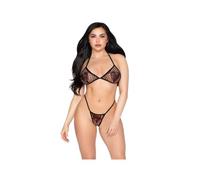 Leg avenue - 86147 top de bra de red y panty g-string negro - talla Ãºnica
