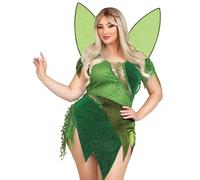 Leg Avenue 87188X 12609 Disfraz de Halloween del bosque de 2 piezas con alas de hada brillantes, verde, 3X/4X