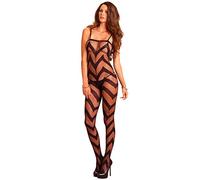 Leg Avenue 89132 - transparente y opaco bodystocking Chevron, Negro (un tamaño)