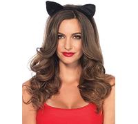 Leg Avenue a2783 - Terciopelo Pelo Diadema con Orejas de Gato, Mujer Carnaval Disfraz, Talla única, Color Negro