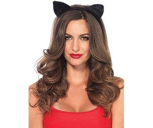 Leg Avenue a2783 - Terciopelo Pelo Diadema con Orejas de Gato, Mujer Carnaval Disfraz, Talla única, Color Negro