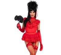 Leg Avenue Beetle Babe de 3 piezas, incluye body de liga de encaje con volantes, lazo de bullicio y velo, rojo, grande