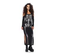 Leg Avenue- Black/White Side Slit Skeleton Cold Shoulder with Keyhole Back Fancy Dress Costume (X-Large/UK 16-18) Mujer, Color negro blanco, XL (EUR 44-46) (85565)