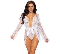 Leg Avenue - Body de Encaje Floral y Encaje (150 g), Color Blanco