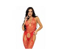 LEG AVENUE - BODYSTOCKING DE RED CON TIRANTES TALLA ÃNICA - NEGRO - Rojo - ONE SIZE