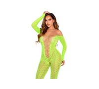 Leg avenue - bodystocking sin entrepierna de encaje de serpiente exÃ³tica verde neÃ³n
