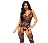Leg avenue mono sexy abierto con tirantes en la espalda - Taille: Talla única, Couleur: Negro