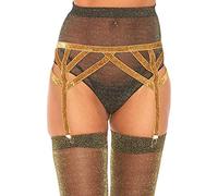 Leg Avenue Braguita Y Tanga Eróticos De Cuero Y Látex para Mujer Sexo Y Sensualidad Adulto Unisex, Oro, Talla Única (EUR 36-40)