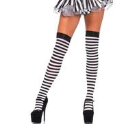 LEG AVENUE Calcetines Altos Rayas Negro Blanco - Estilo Divertido Para Ocasiones Festivas