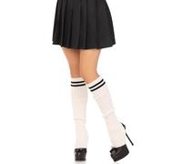 Leg Avenue Calentadores con rayas, Talla única (Blanco)
