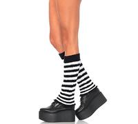 Leg Avenue - Calentadores crépu rayas negro/blanco Talla única