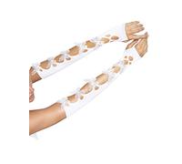 Leg Avenue Calentadores de Brazo con Apliques de Mariposa opacos con Recortes de Red, Blanco Crema, Talla única para Mujer