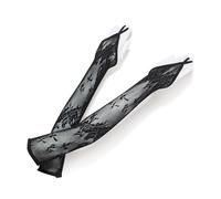 Leg Avenue Calentadores de brazos extralargos de red floral para mujer, Negro, Talla única