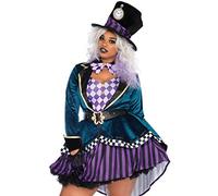 Leg Avenue- Costume Sombrerero Mujer, Multicolor, Talla Plus 1X/2X (EUR 46-50) (LegAvenue 85592X 10108-101-1X-2X)
