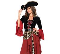 Leg Avenue- Cruel Seas Pirate Captain Costume Mujer, Color Negro y Burdeos, Small (EUR34-36) (8521401048)