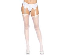 Leg Avenue Daisy dot fishnet stockings, Talla Única(Blanco)