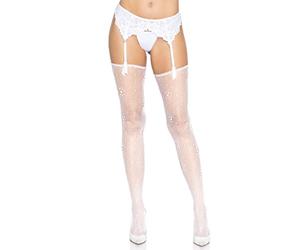 Leg Avenue Daisy dot fishnet stockings, Talla Única(Blanco)