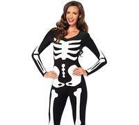 LEG AVENUE Disfraz de Catsuit de esqueleto para mujer 85346