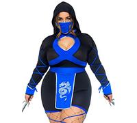 Leg Avenue Disfraz de dragón Ninja para mujer, talla grande, negro, azul, 2X