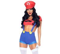Leg Avenue Disfraz sexy de 3 piezas para mujer con ombliguera, pantalones cortos con tirantes, sombrero